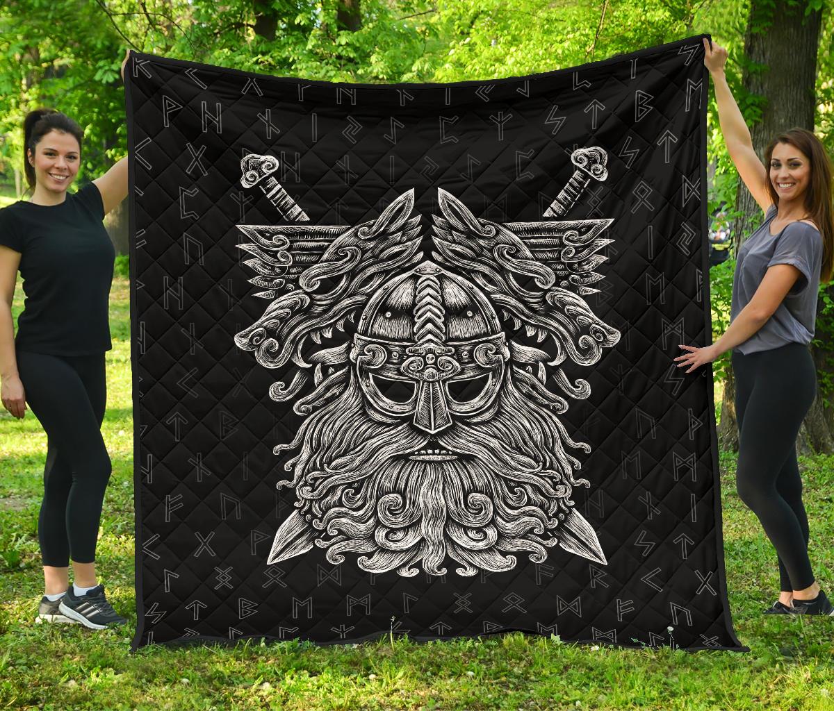 Viking Norse God Odin Wolfs Swords Premium Quilt RLT12 - Wonder Print Shop
