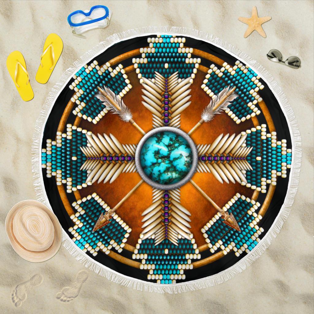 Mandala Blue Native American Design Beach Blanket LT10 - Wonder Print Shop