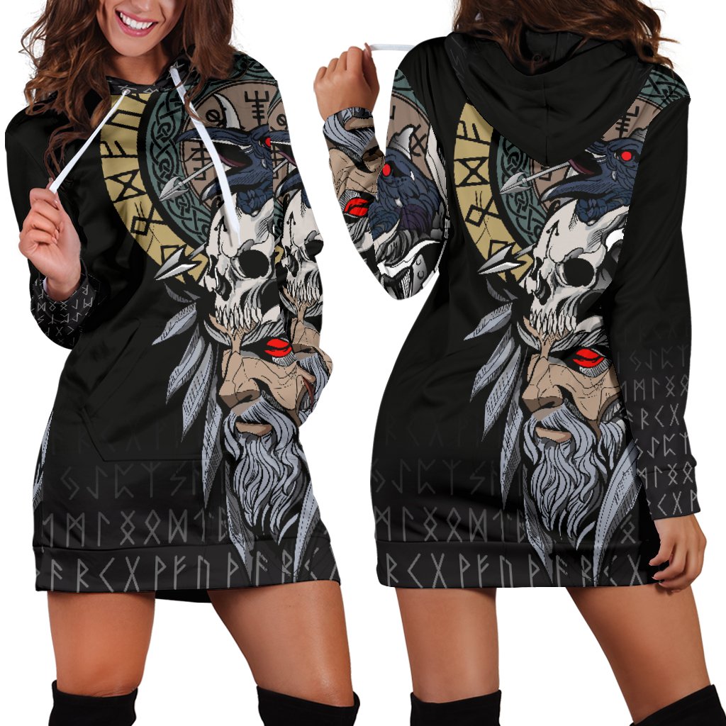 Viking Odin Raven Women's Hoodie Dress RLT12 - Wonder Print Shop