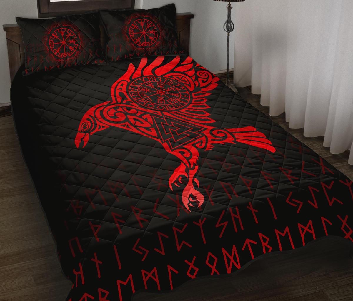 Viking Quilt Bed Set Raven Tattoo - Red RLT12 - Wonder Print Shop