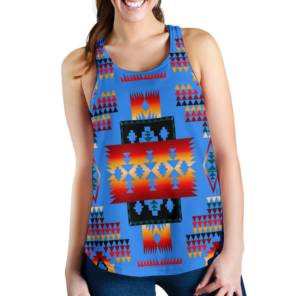 Navy Tribes Pattern Native American Women Racerback Tank LT10 - Wonder Print Shop