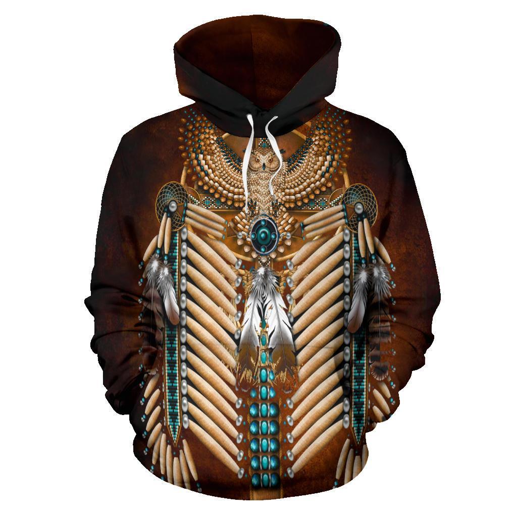 Owl Dreamcatcher Breastplate Native American All Over Hoodie LT10 - Wonder Print Shop