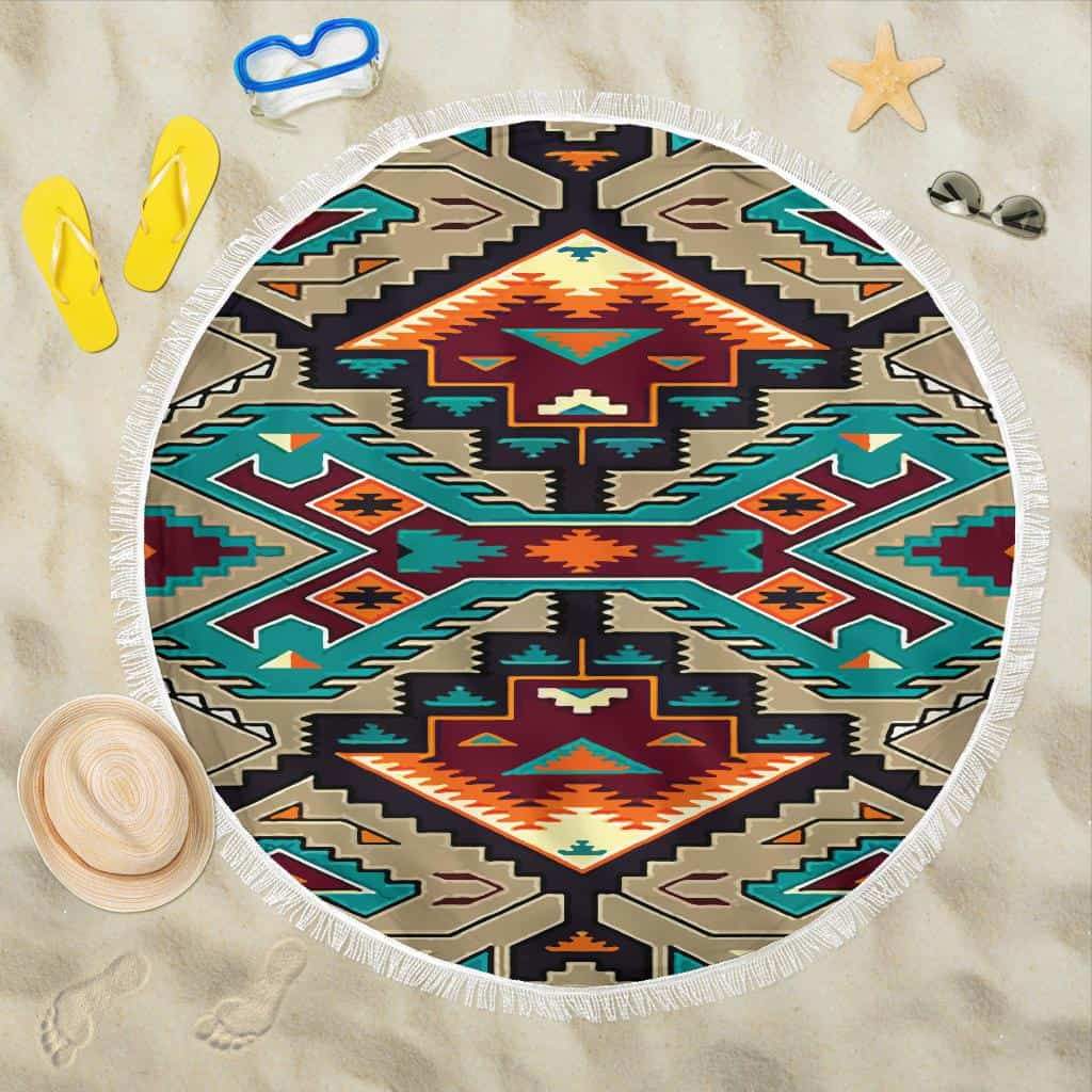 Tribe Blue Pattern Native American Pride Beach Blanket LT10 - Wonder Print Shop