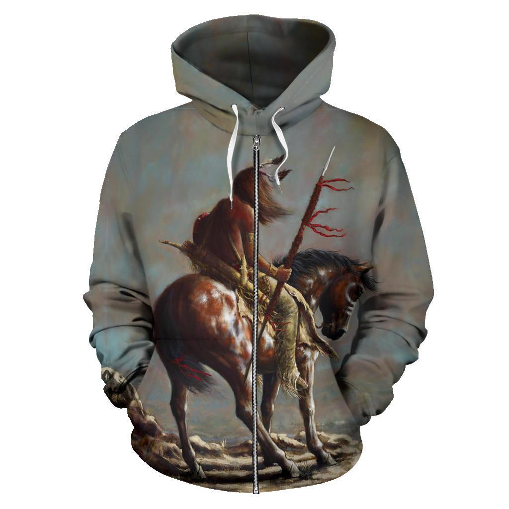 End Of The Trail Native American All Over Zip Up Hoodie LT10 - Wonder Print Shop