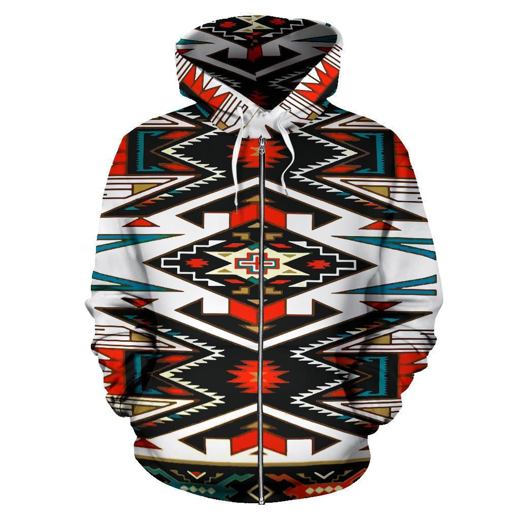 Tribal Pattern Colorful Native American Design 3D Zipper Hoodies LT10 - Wonder Print Shop