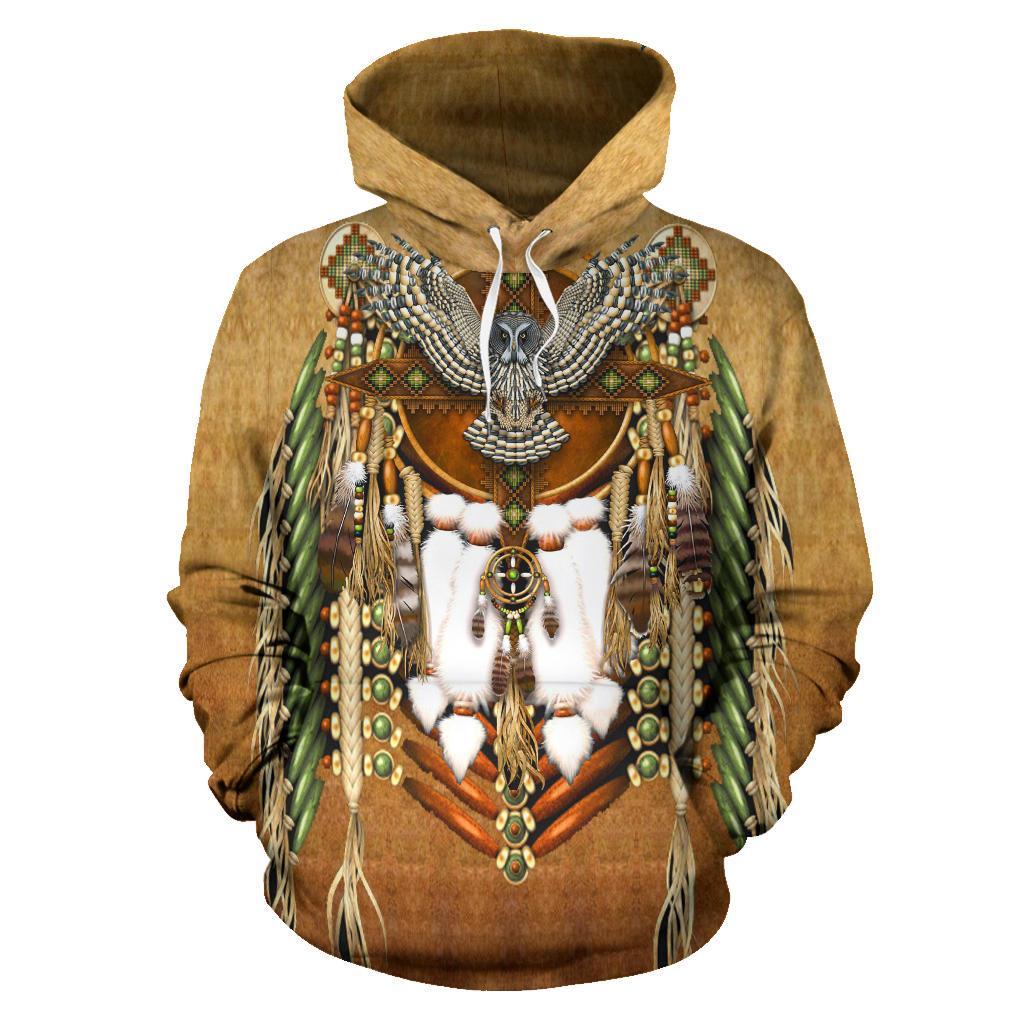 Snow Owl Dreamcatcher Breastplate Native American All Over Hoodie LT10 - Wonder Print Shop