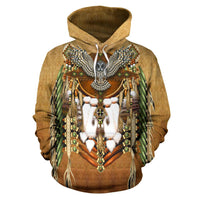 Snow Owl Dreamcatcher Breastplate Native American All Over Hoodie LT10 - Wonder Print Shop