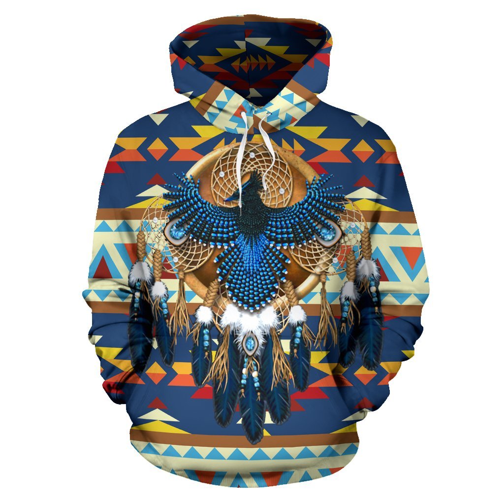 Blue Thunderbird Dreamcatcher Native American Pride All Over Hoodie LT10 - Wonder Print Shop