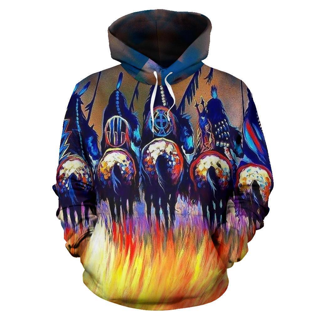 Five Warriors Native American All Over Hoodie LT10 - Wonder Print Shop