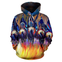 Five Warriors Native American All Over Hoodie LT10 - Wonder Print Shop