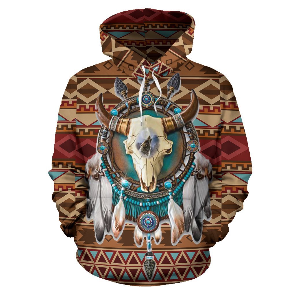 Bison Arrow Brown Native American Pride All Over Hoodie LT10 - Wonder Print Shop