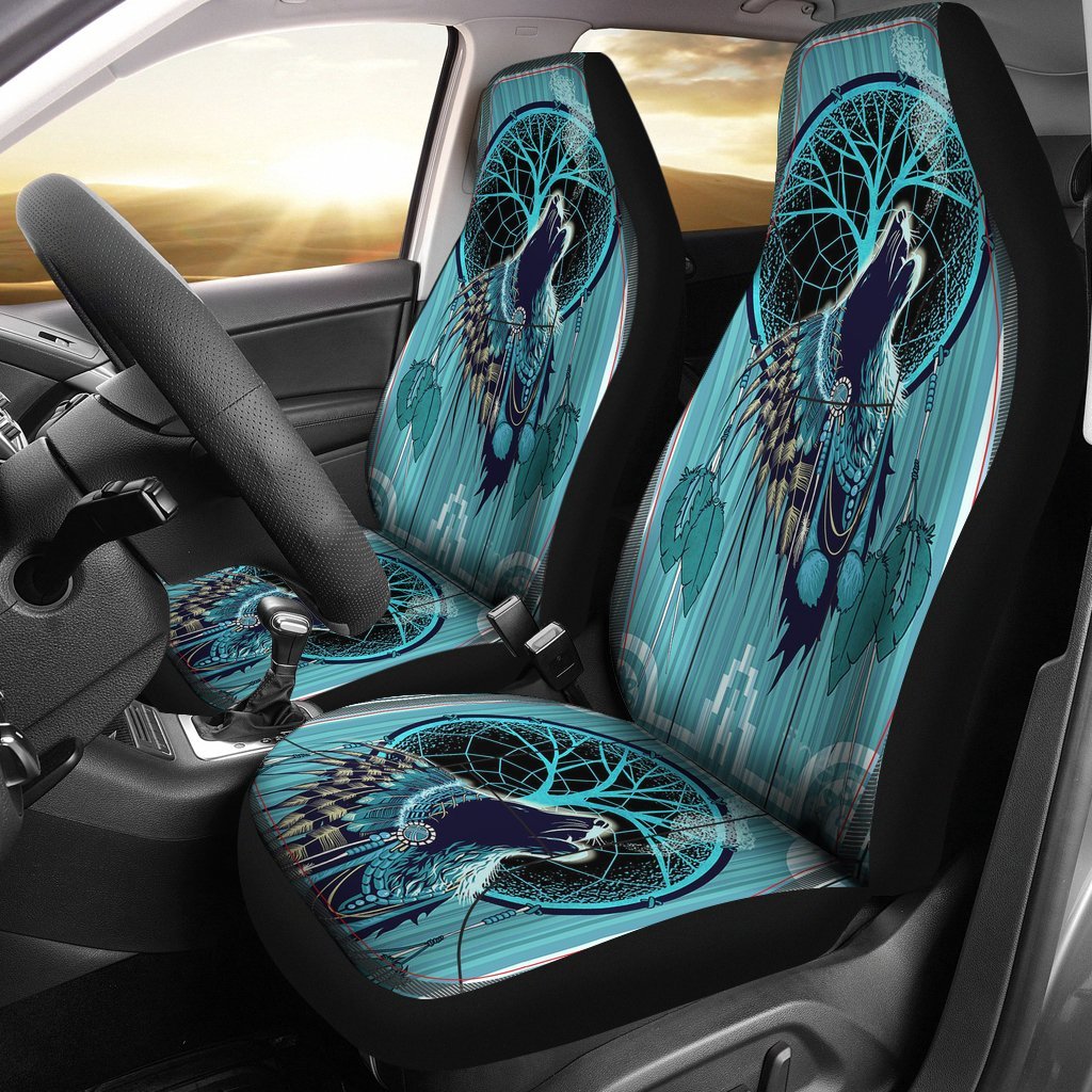 Native American Indian Wolf 3D Car Seat Covers LT10 - Wonder Print Shop