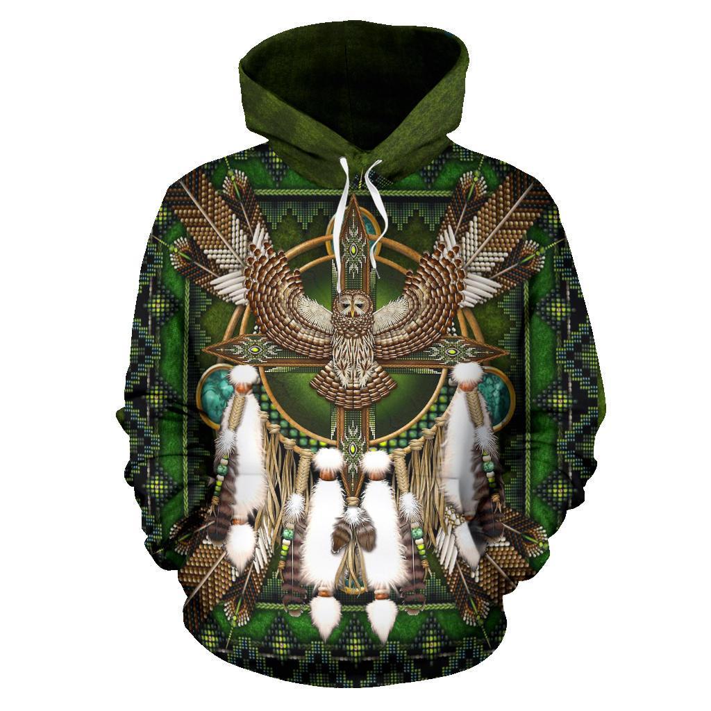 BarRed Owl Mandala Native American All Over Hoodie LT10 - Wonder Print Shop