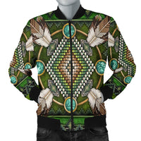 Naumaddic Arts Green Native American Bomber Jacket LT10 - Wonder Print Shop
