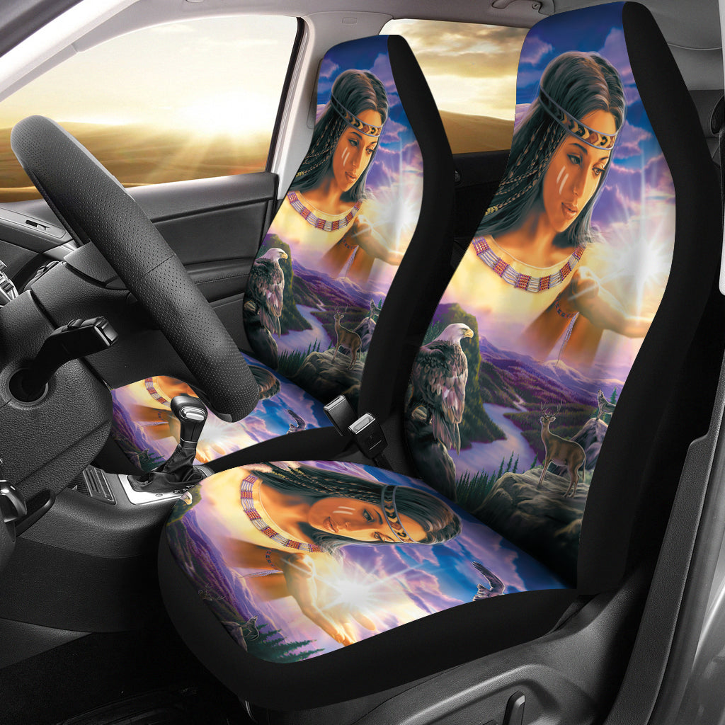 Girl and Animals Car Seat Covers LT10 - Wonder Print Shop