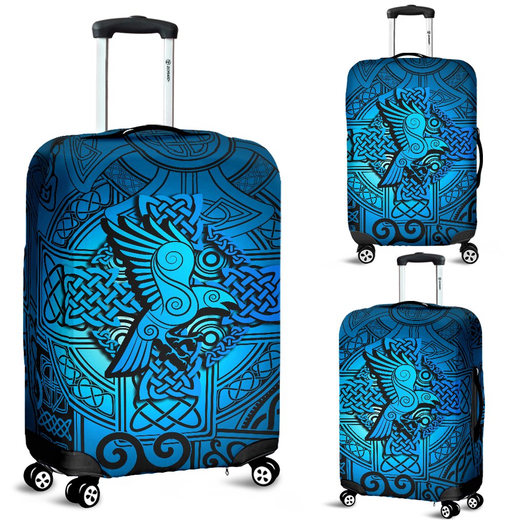 Viking Luggage Covers - Raven Odin Celtic Cyan RLT12 - Wonder Print Shop