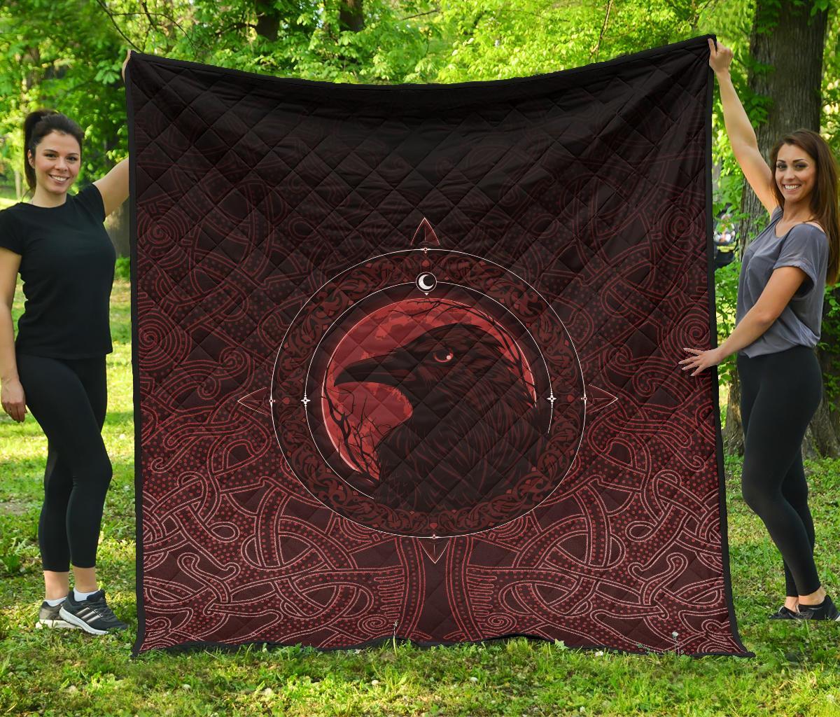 Viking Premium Quilt, Ethnic Odin Raven Red RLT12 - Wonder Print Shop