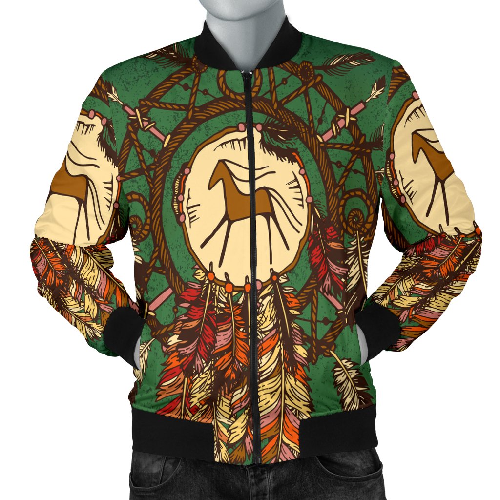 Green Horse Native American Bomber Jacket LT10 - Wonder Print Shop
