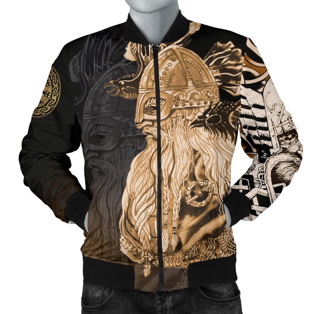 Viking Men's Bomber Jacket - Odin Raven Viking Gold RLT12 - Wonder Print Shop