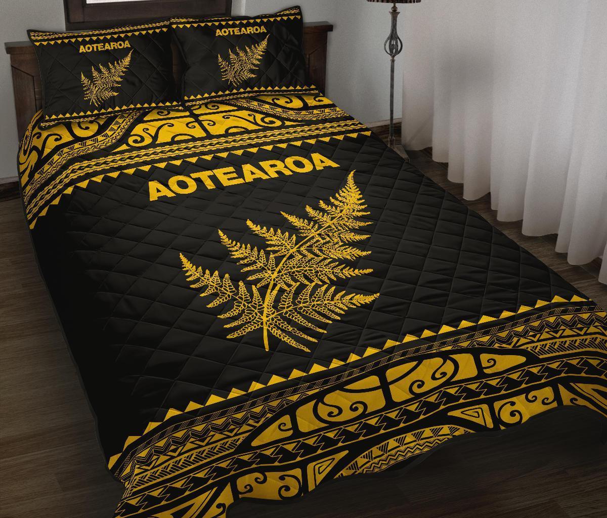 aotearoa-new-zealand-maori-quilt-bed-set-silver-fern-yellow