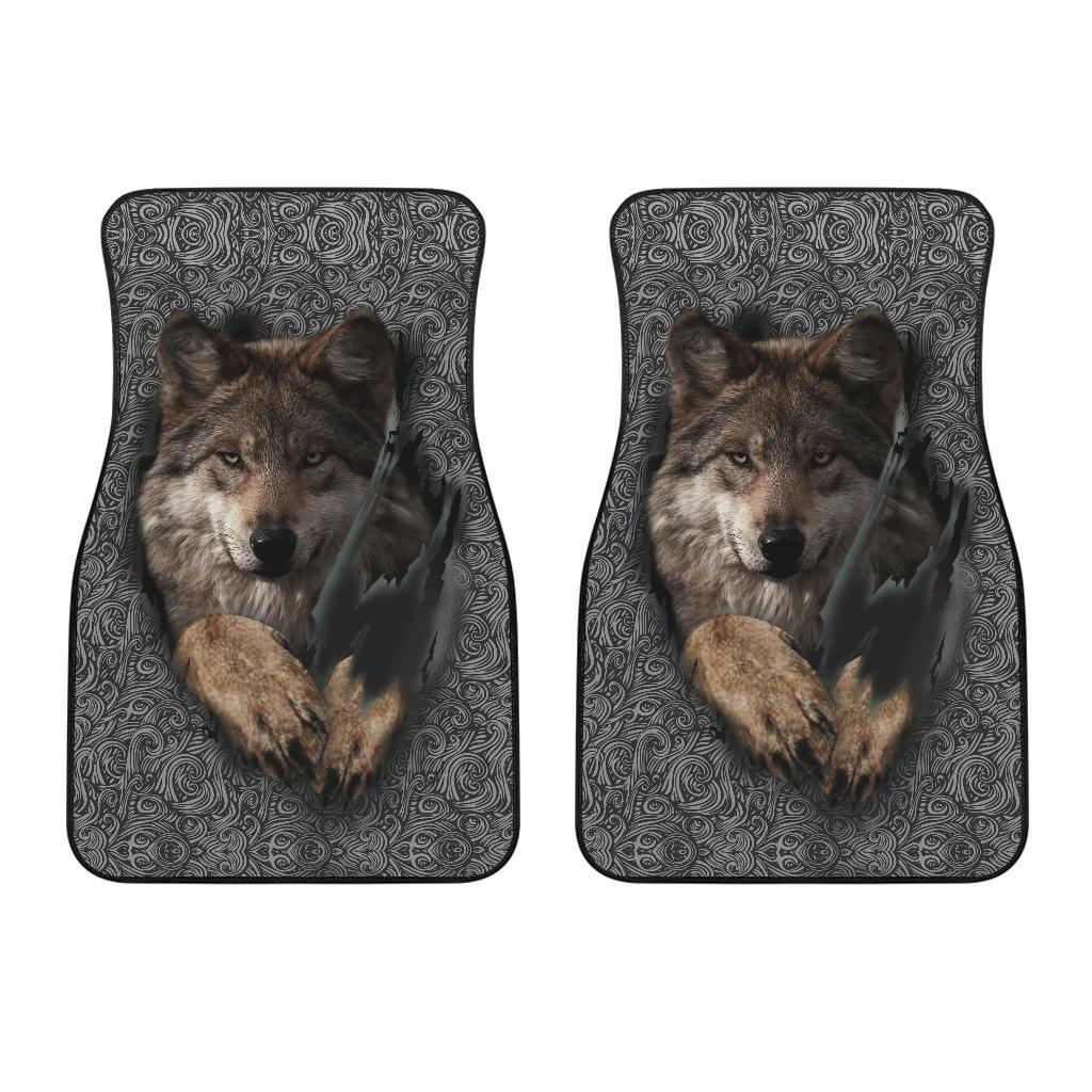 Gray Wolf Native American Front Car Mats (Set Of 2) LT10 - Wonder Print Shop