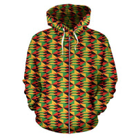 African Hoodie Kente Zip Hoodie Ghana Special - Wonder Print Shop