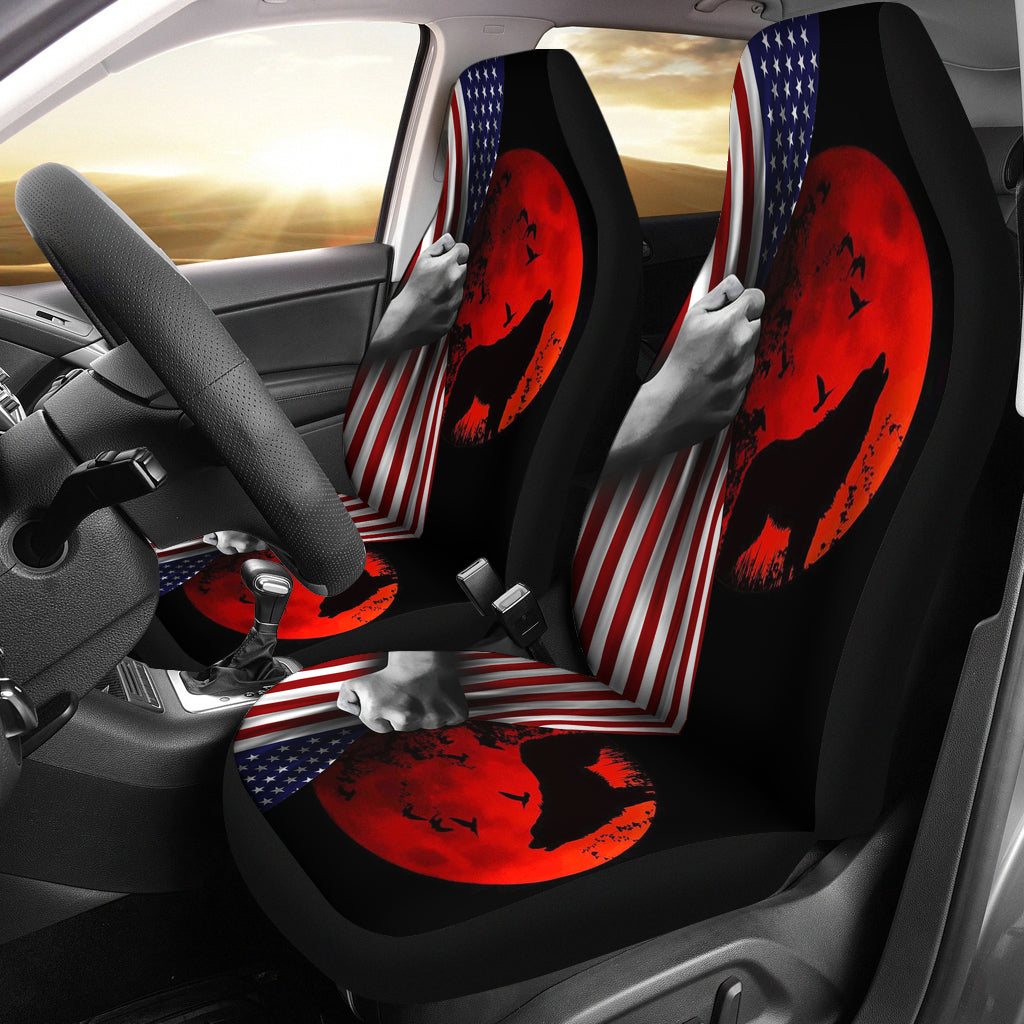 Flag Blood And Wolf Car Seat Covers LT10 - Wonder Print Shop