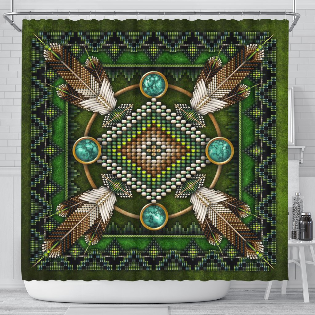 green-mandala-native-american-shower-curtain