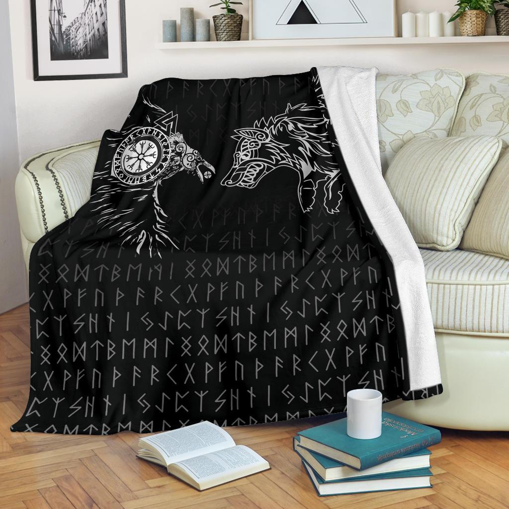 viking-premium-blanket-raven-and-wolf-special-tattoo