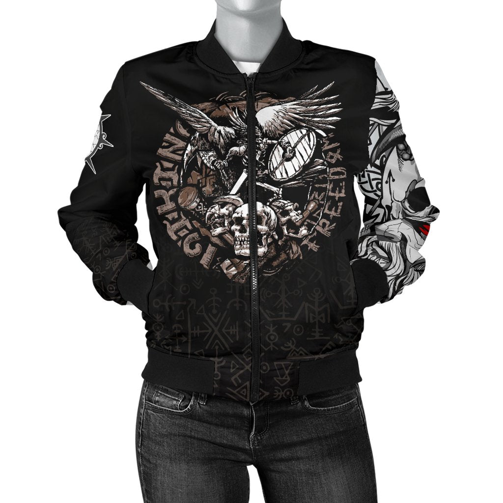 Viking Warrior Tattoo Odin Women's Bomber Jacket RLT12 - Wonder Print Shop