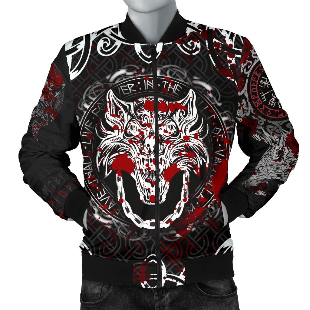 Viking Men's Bomber Jacket - Fenrir Viking Blood 3D RLT12 - Wonder Print Shop