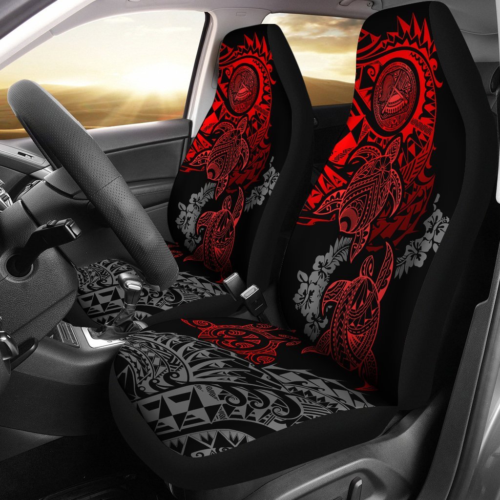 american-samoa-car-seat-covers-american-samoa-seal-red-turtle-gray-hibiscus-flowing
