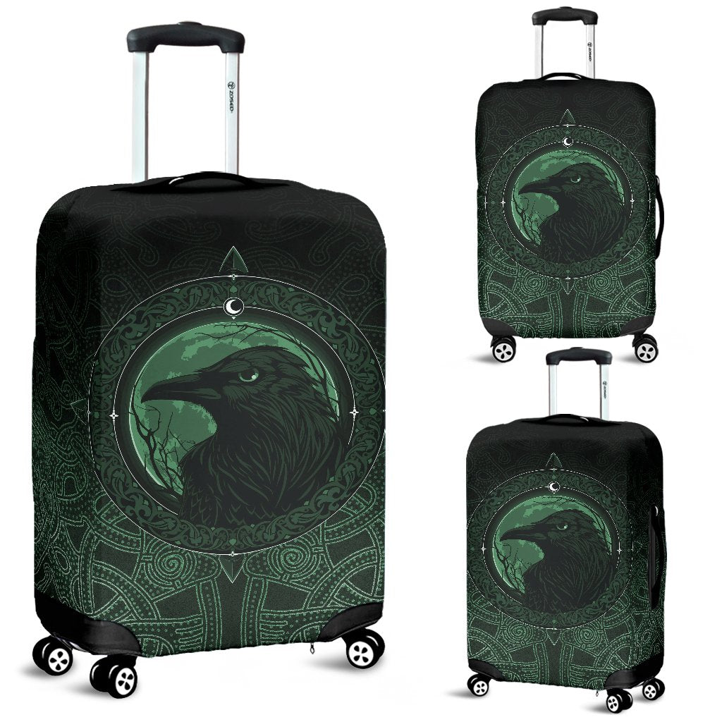 Viking Luggage Covers, Ethnic Odin Raven Green RLT12 - Wonder Print Shop