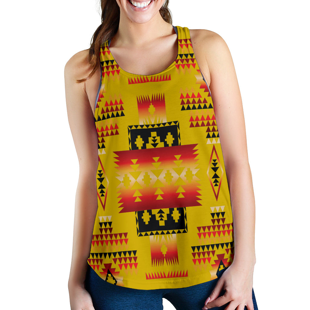 Yellow Tribes Pattern Native American Women Racerback Tank LT10 - Wonder Print Shop