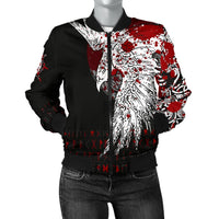 Viking Women's Bomber Jacket - Mystical Raven Tattoo Blood RLT12 - Wonder Print Shop