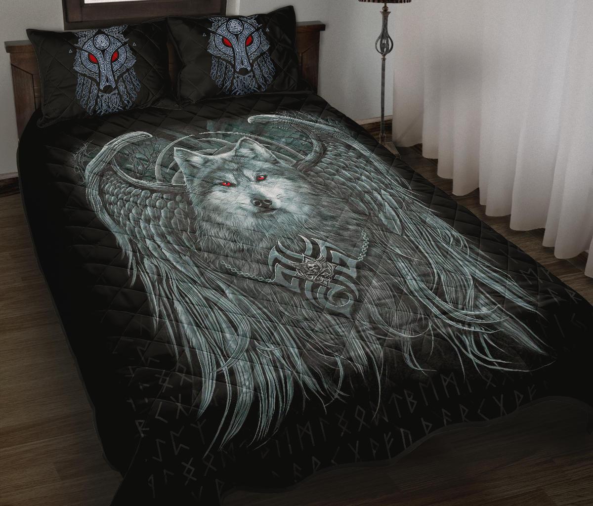Viking Quilt Bed Set, Spiral Wolf Spirit RLT12 - Wonder Print Shop