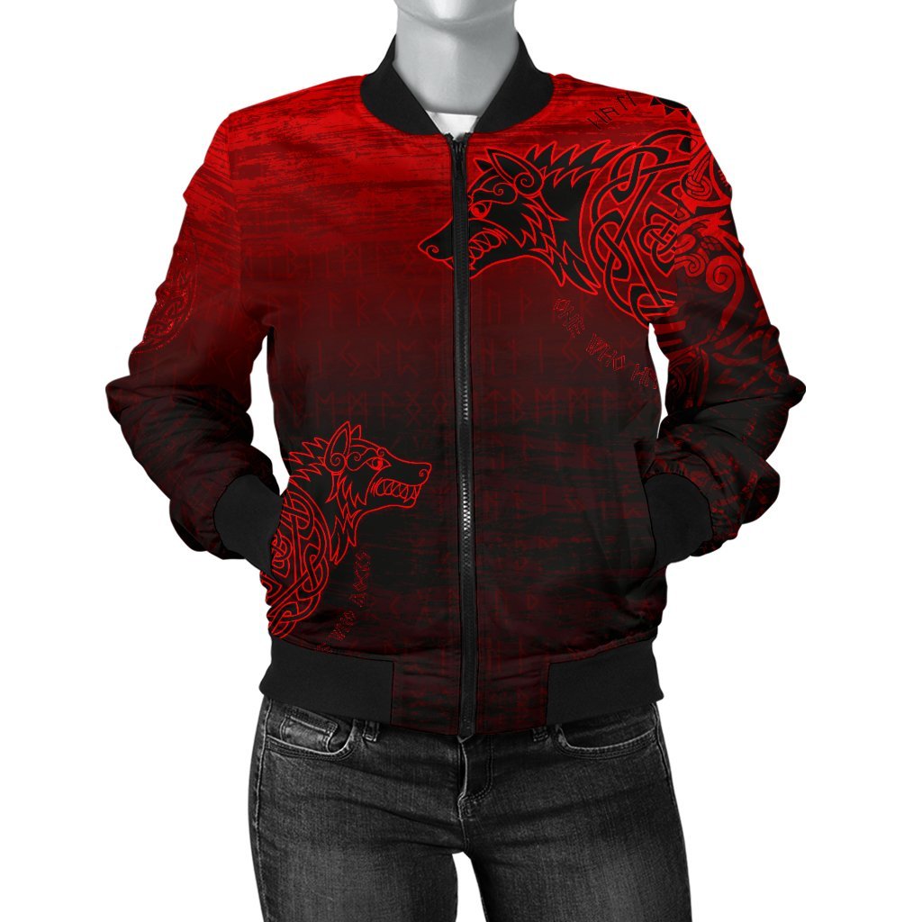 Viking Women's Bomber Jacket, Skoll and Hati RLT12 - Wonder Print Shop