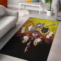 4 Wolves Warriors Native American Design Area Rug LT10 - Wonder Print Shop