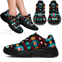 native-american-light-neon-blue-pattern-chunky-sneakers-new