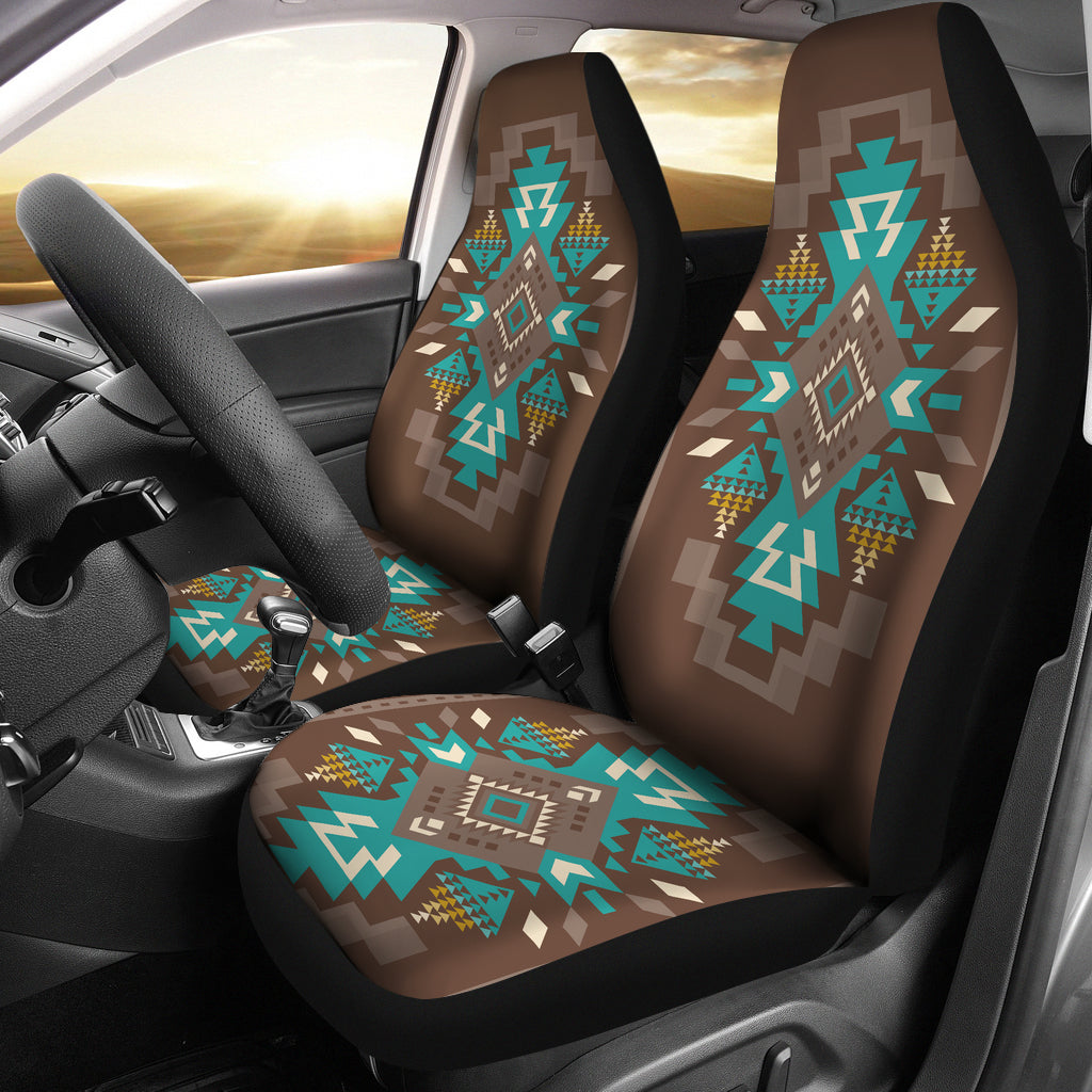 Blue Pattern Brown Car Seat Covers LT10 - Wonder Print Shop