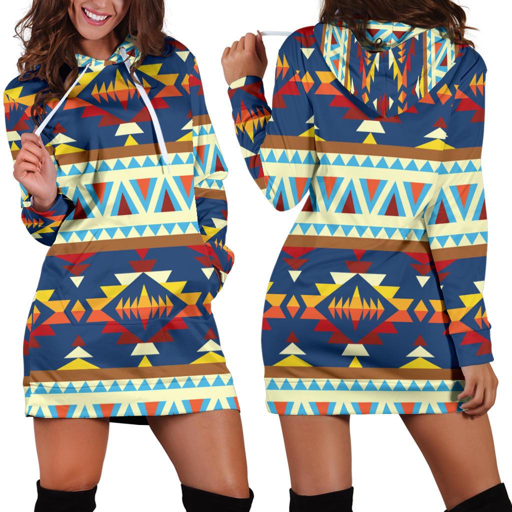 Pattern Geometric Native American Hoodie Dress LT10 - Wonder Print Shop