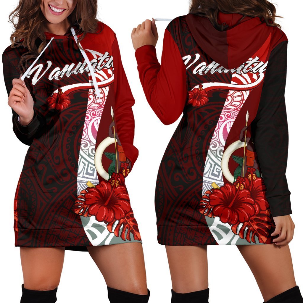 vanuatu-polynesian-hoodie-dress-coat-of-arm-with-hibiscus