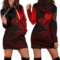 Viking Hoodie Dress The Raven Of Odin Rune, Red RLT12 - Wonder Print Shop