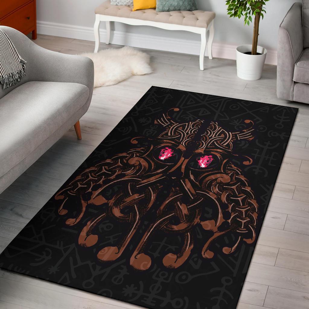 Viking Area Rug, Odin God Furthark Tattoo Special RLT12 - Wonder Print Shop