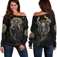 Viking Women's Off Shoulder Sweater Lion RLT12 - Wonder Print Shop