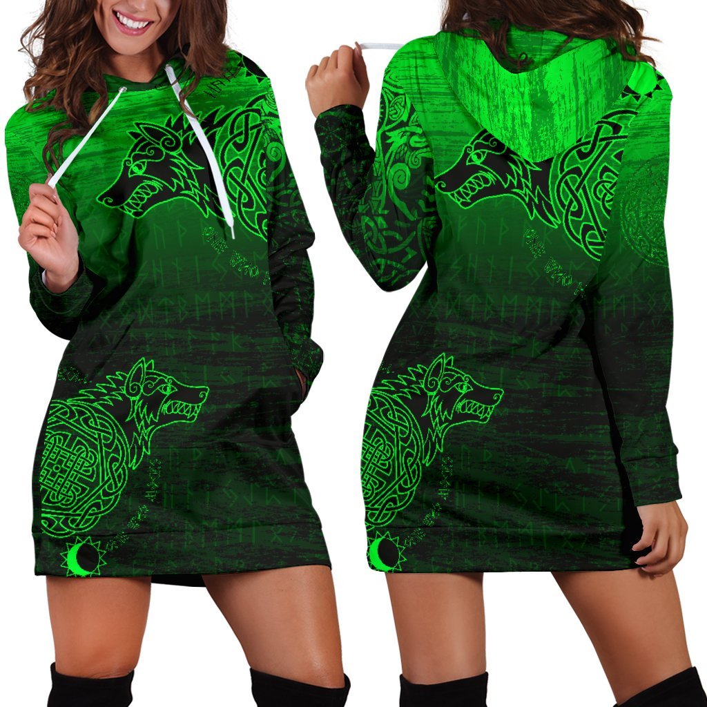 Viking Hoodie Dress, Skoll and Hati RLT12 - Wonder Print Shop