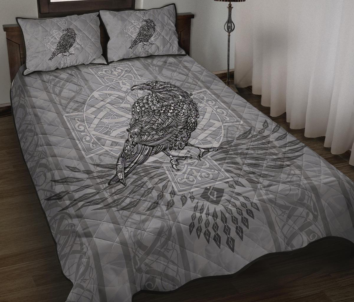 Viking Quilt Bed Set - Odin's Celtic Raven - Scandinavian Tattoo RLT12 - Wonder Print Shop