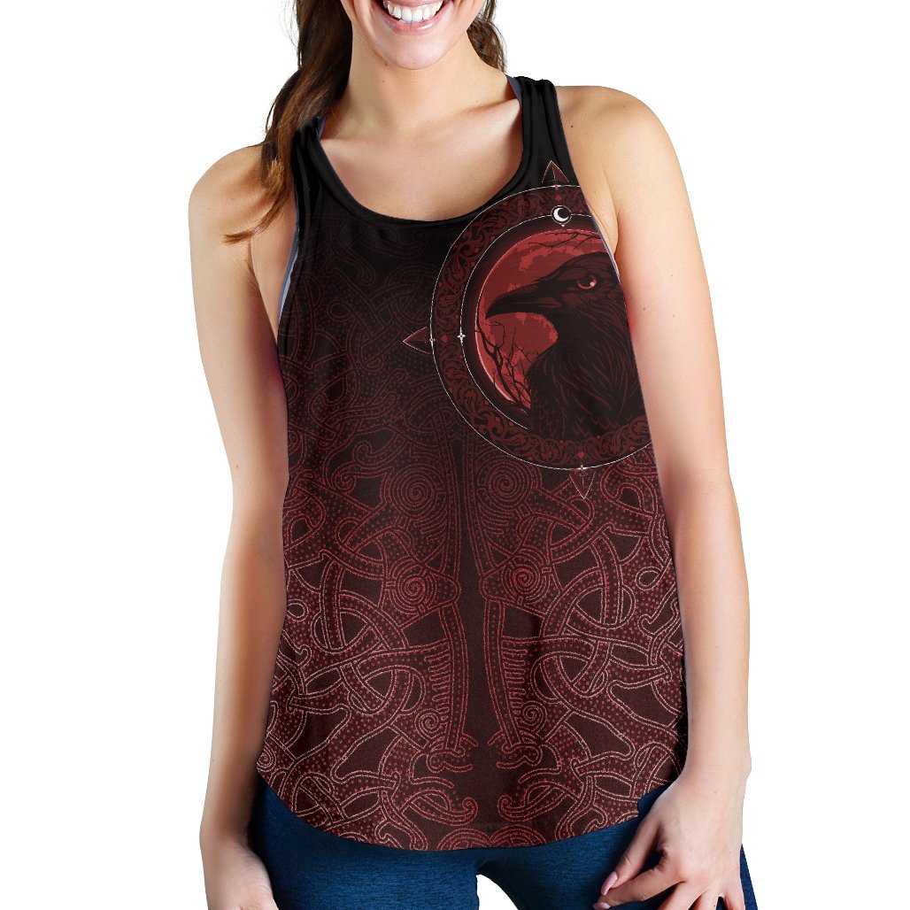 Viking Women's Racerback Tank, Ethnic Odin Raven Red RLT12 - Wonder Print Shop