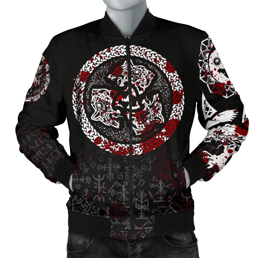 Viking Men's Bomber Jacket - Fierce Blood Wolf Symbol Of A Viking Nordic RLT12 - Wonder Print Shop