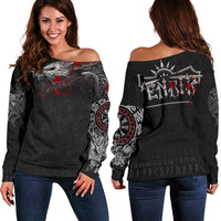 Viking Women's Off Shoulder Sweater, Fenrir Blood RLT12 - Wonder Print Shop